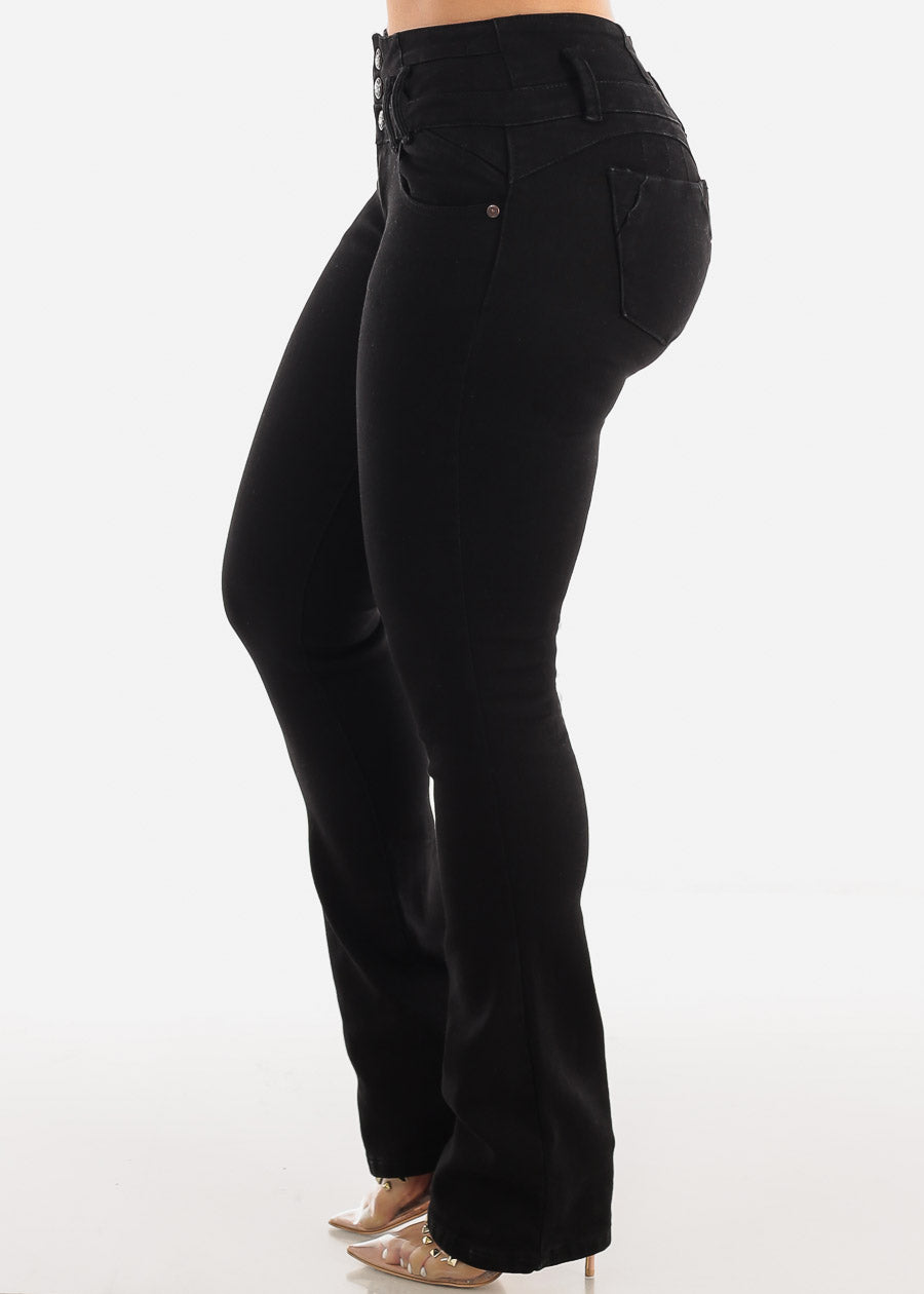 MX JEANS Butt Lifting Mid Rise Black Bootcut Jeans