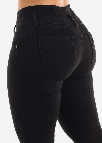 MX JEANS Butt Lifting Mid Rise Black Bootcut Jeans