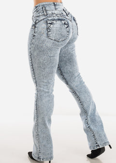 MX JEANS Butt Lifting Mid Rise Acid Wash Bootcut Jeans