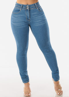 High Waisted Butt Lifting Light Skinny Jeans