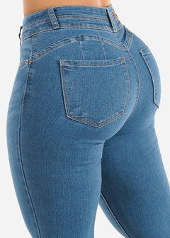 High Waisted Butt Lifting Light Skinny Jeans