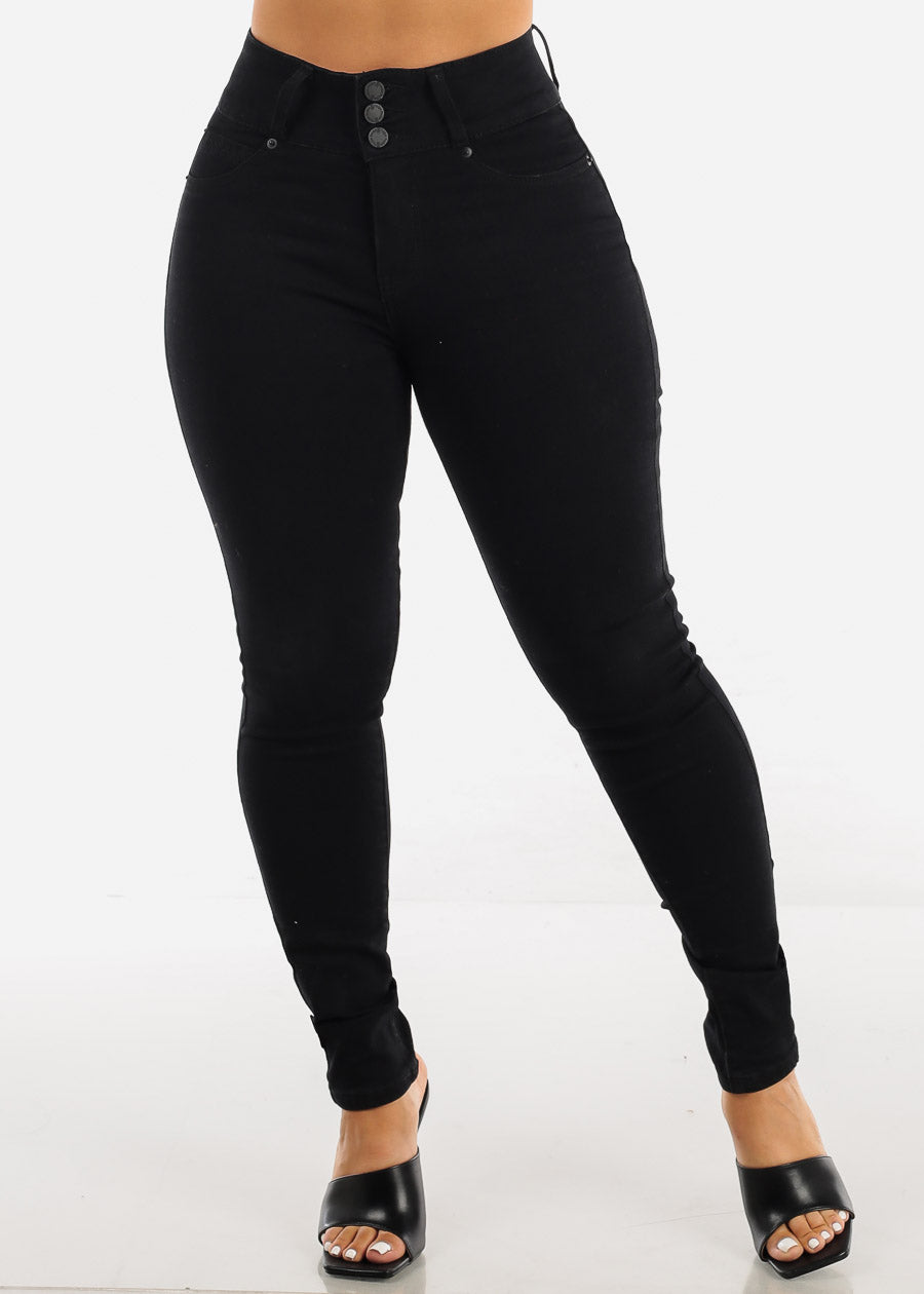 Super High Waisted Butt Lifting Black Skinny Jeans