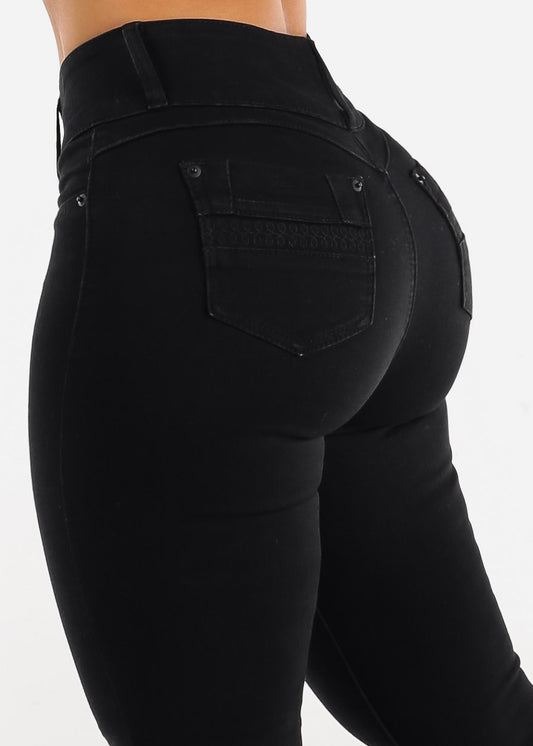 Super High Waisted Butt Lifting Black Skinny Jeans