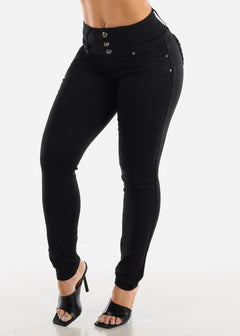 Black Butt Lift Levanta Cola Braided Pocket Skinny Jeans