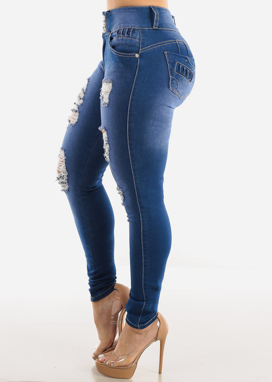 Women's Ripped Butt Lift Skinny Jeans - Torn Levantacola Skinny Jeans ...