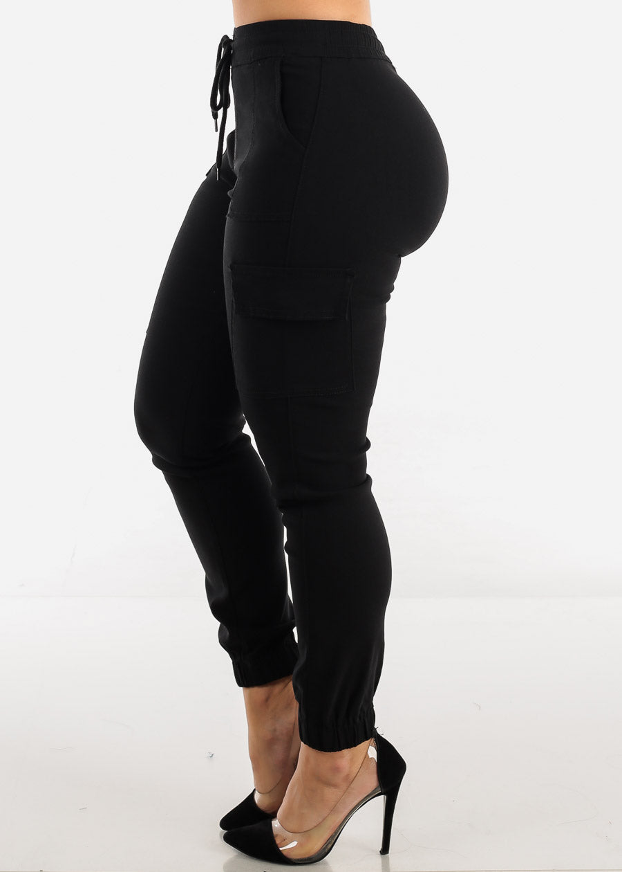 Women\'s Super Joggers Stretchy Rise Pants - – Jogger Moda Black Cargo Xpress High Cargo