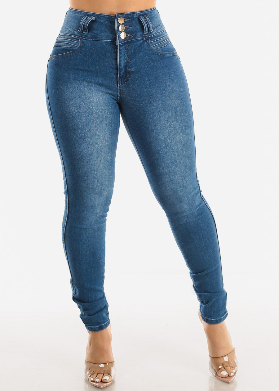 Butt Lift High Waisted Med Blue Skinny Jeans