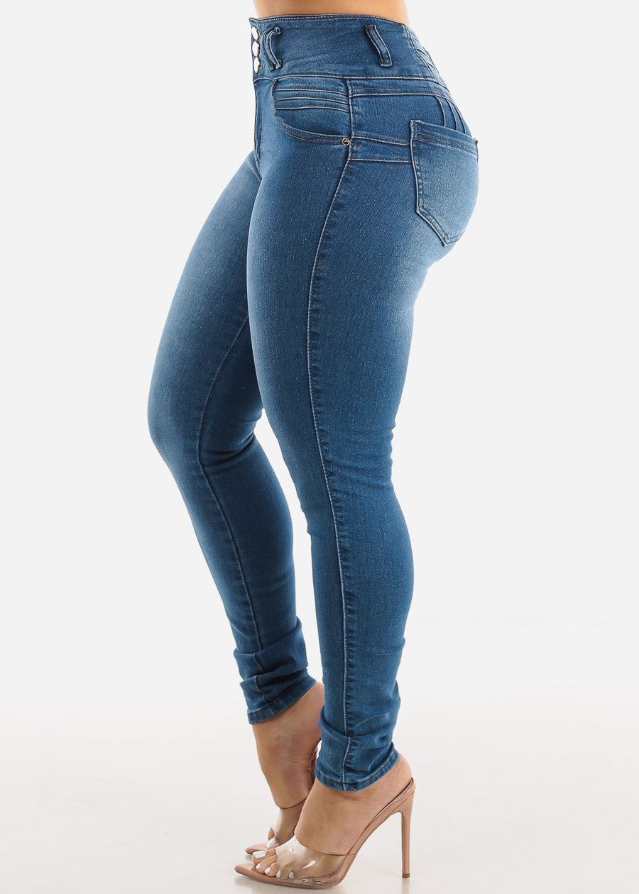 Butt Lift High Waisted Med Blue Skinny Jeans