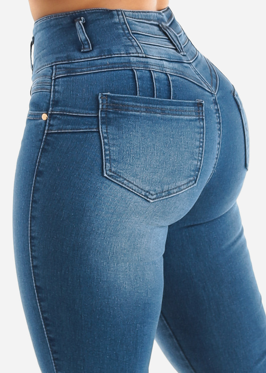 Butt Lift High Waisted Med Blue Skinny Jeans