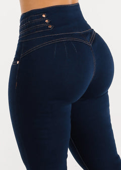 Dark Blue Butt Lift High Waisted Skinny Jeans