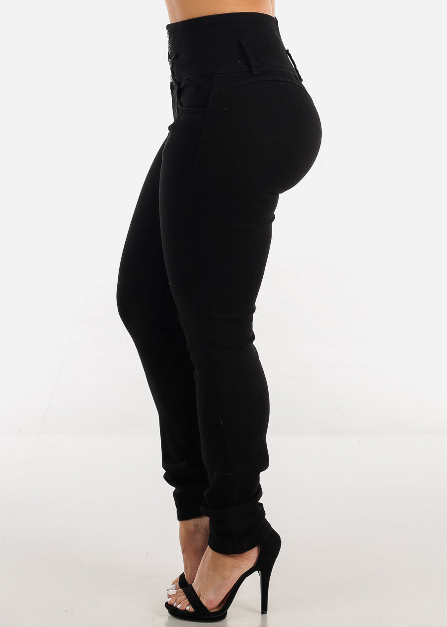 Ultra High Waisted Butt Lifting Black Skinny Jeans