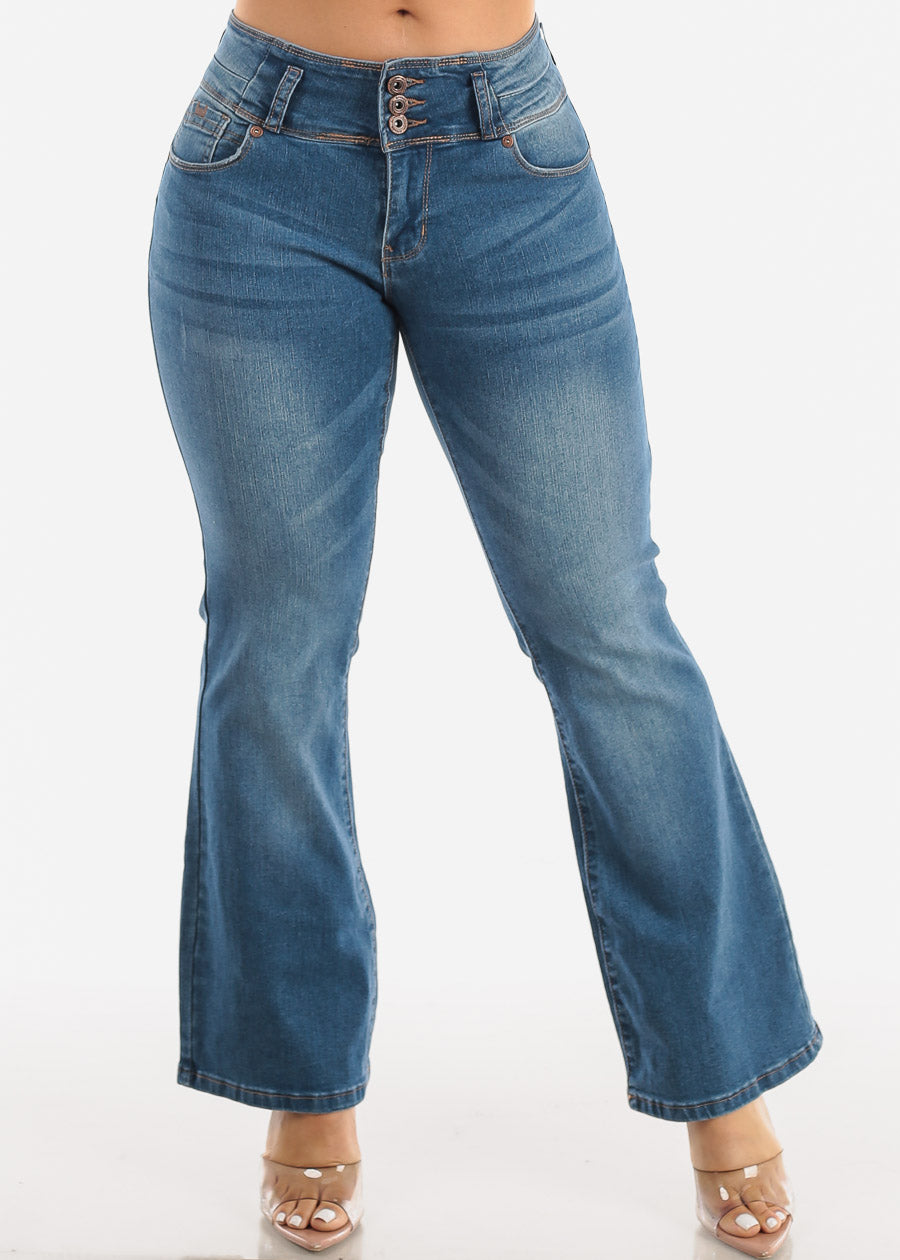 Levantacola Mid Rise Bootcut Jeans Med Blue