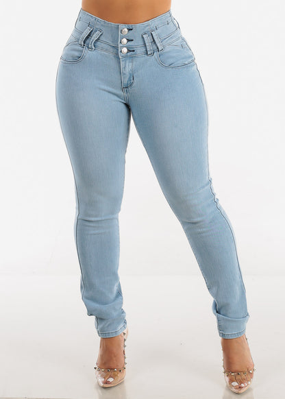 Butt Lifting High Waist Light Blue Skinny Jeans