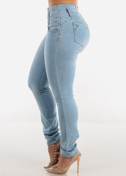 Butt Lifting High Waist Light Blue Skinny Jeans