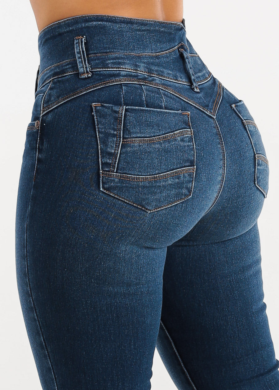 High Waisted Skinny Jeans - Butt Lifting Skinny Jeans - Blue Skinny Jeans –  Moda Xpress