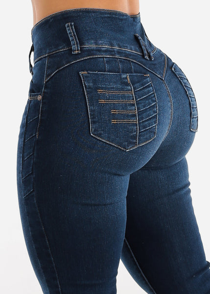 Women's Premium Denim Skinny Jeans - Butt Lifting Dark Wash Skinny ...