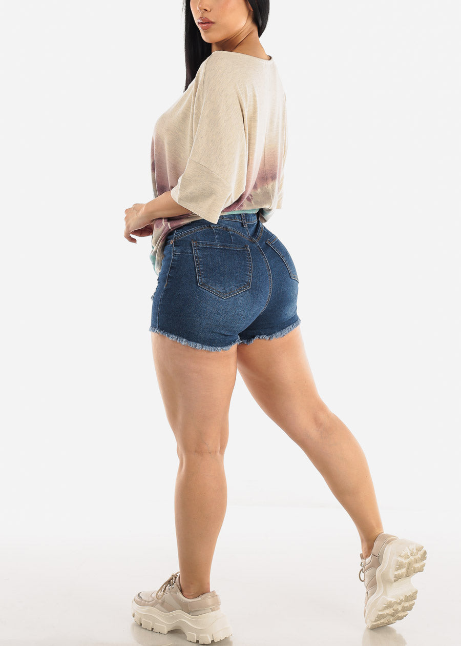 Butt Lifting Cut Off Ripped Denim Shorts