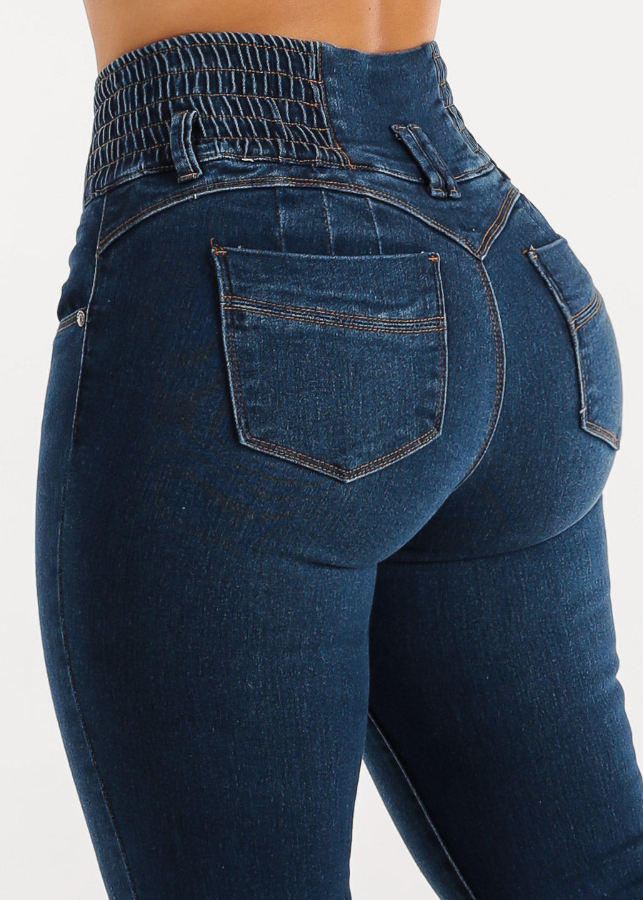 Spandex Waist Butt Lift Dark Wash Skinny Jeans