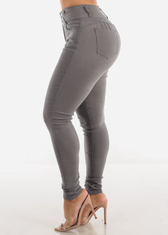 High Waisted Butt Lifting Jeggings Grey