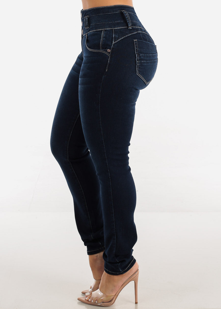 Women's Butt Lifting Dark Wash Skinny Jeans - Colombian Style Jeans ...