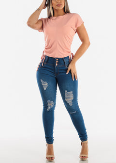 High Waisted Levanta Cola Distressed Jeans