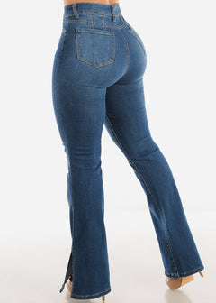 High Waist Butt Lifting Flare Bootcut Jeans Med Blue