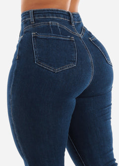 Butt Lifting Dark Blue Bootcut Jeans