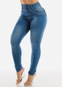 Super High Waisted Butt Lift Skinny Jeans with Pockets