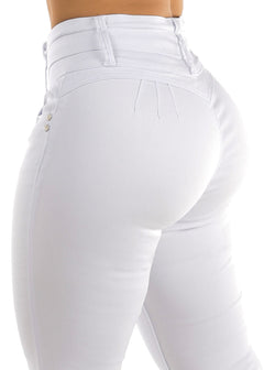 White High Waisted Levantacola Skinny Jeans