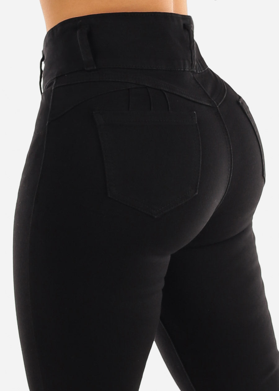 Super High Waisted Black Butt Lifting Skinny Jeans