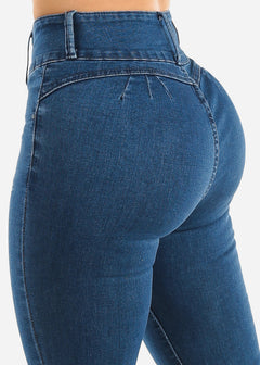 Super High Waist Butt Lifting Stretch Skinny Jeans Med Blue