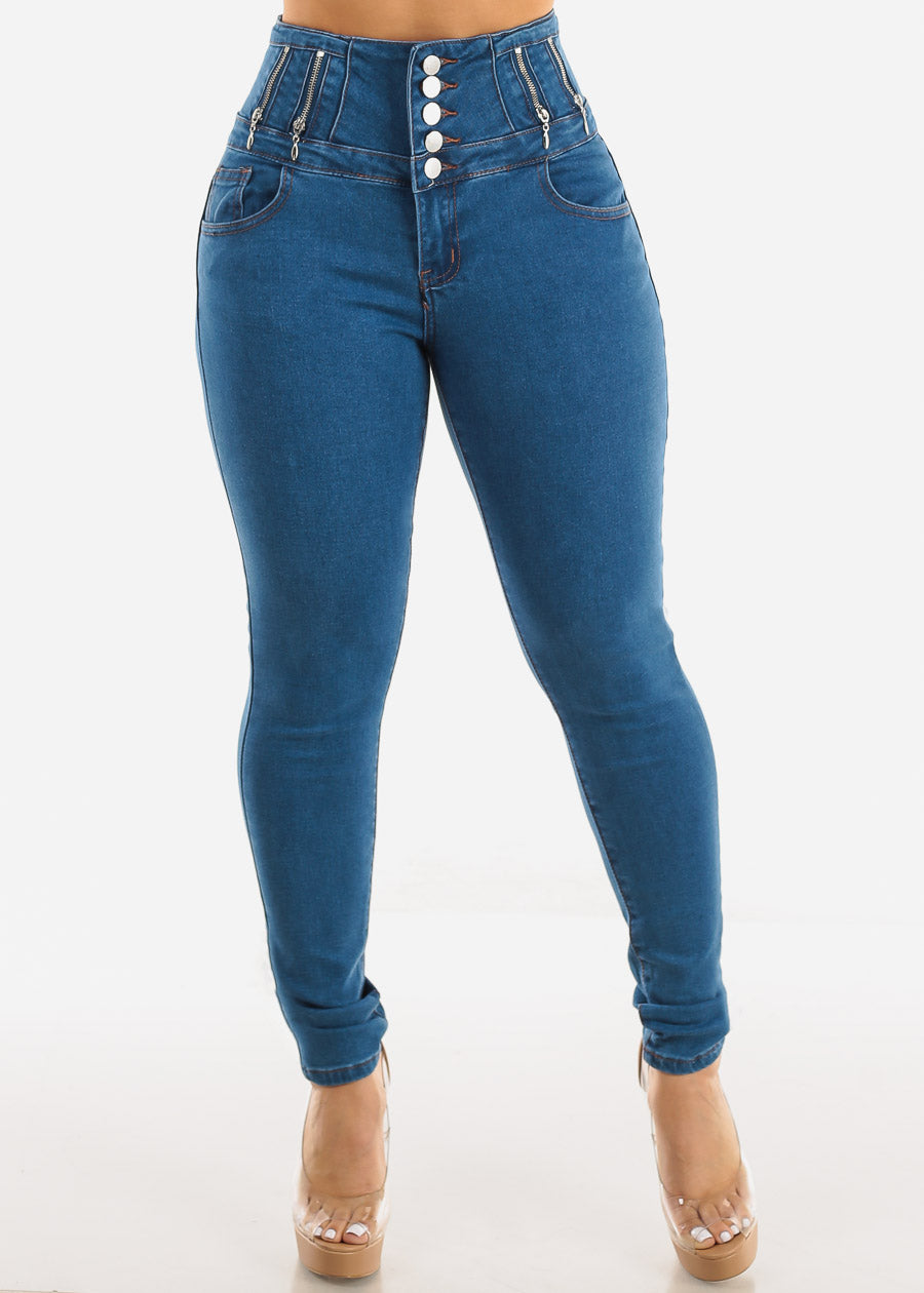 Super High Waisted Butt Lifting Indigo Skinny Jeans