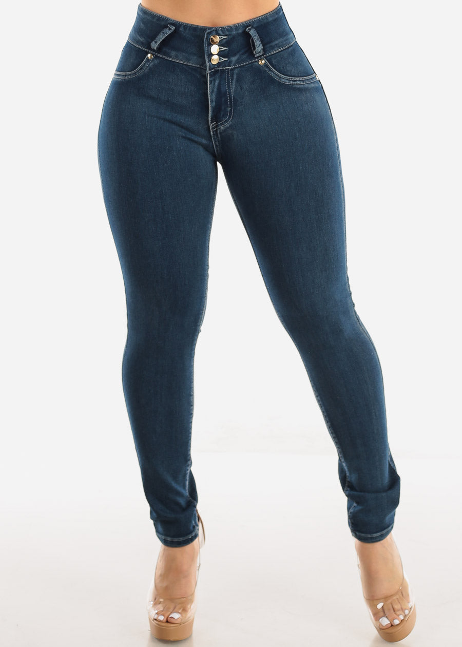 Butt Lift High Waist Skinny Jeans Dark Sand Wash