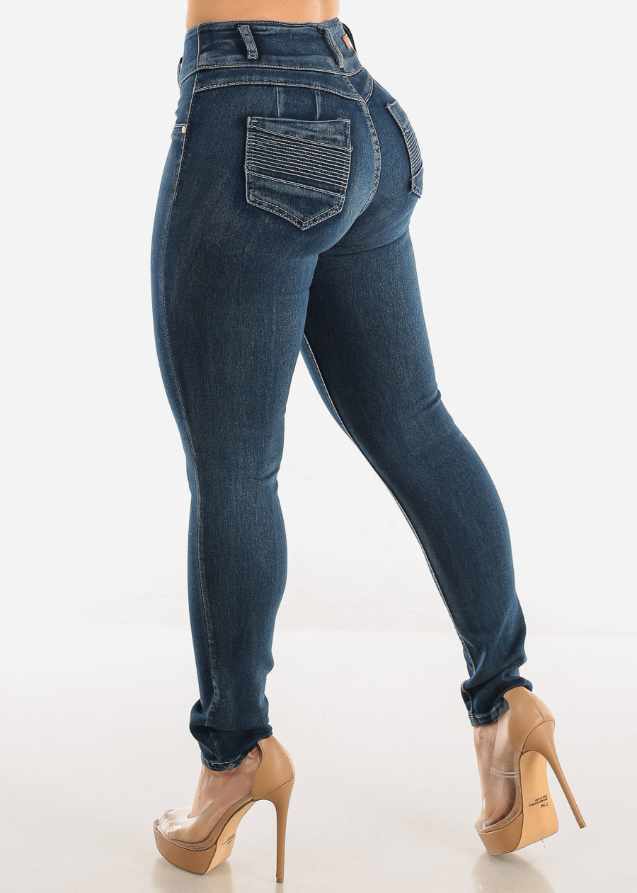 Butt Lift High Waist Skinny Jeans Dark Sand Wash