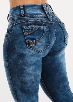 Butt Lifting Acid Wash Stretchy Skinny Jeans