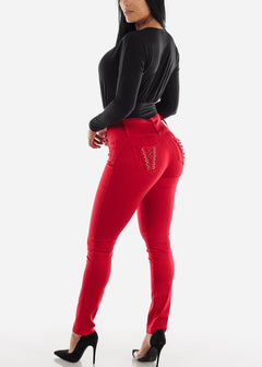 MX JEANS Butt Lifting Red Skinny Jeans