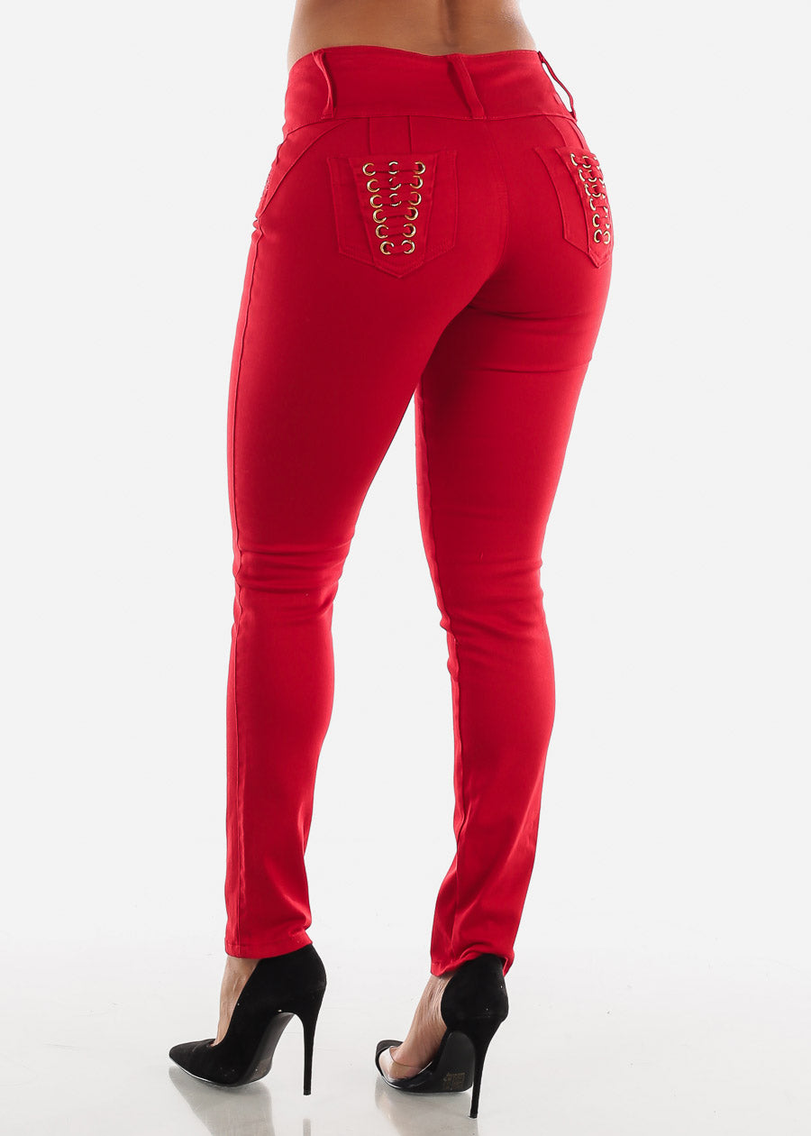 MX JEANS Butt Lifting Red Skinny Jeans