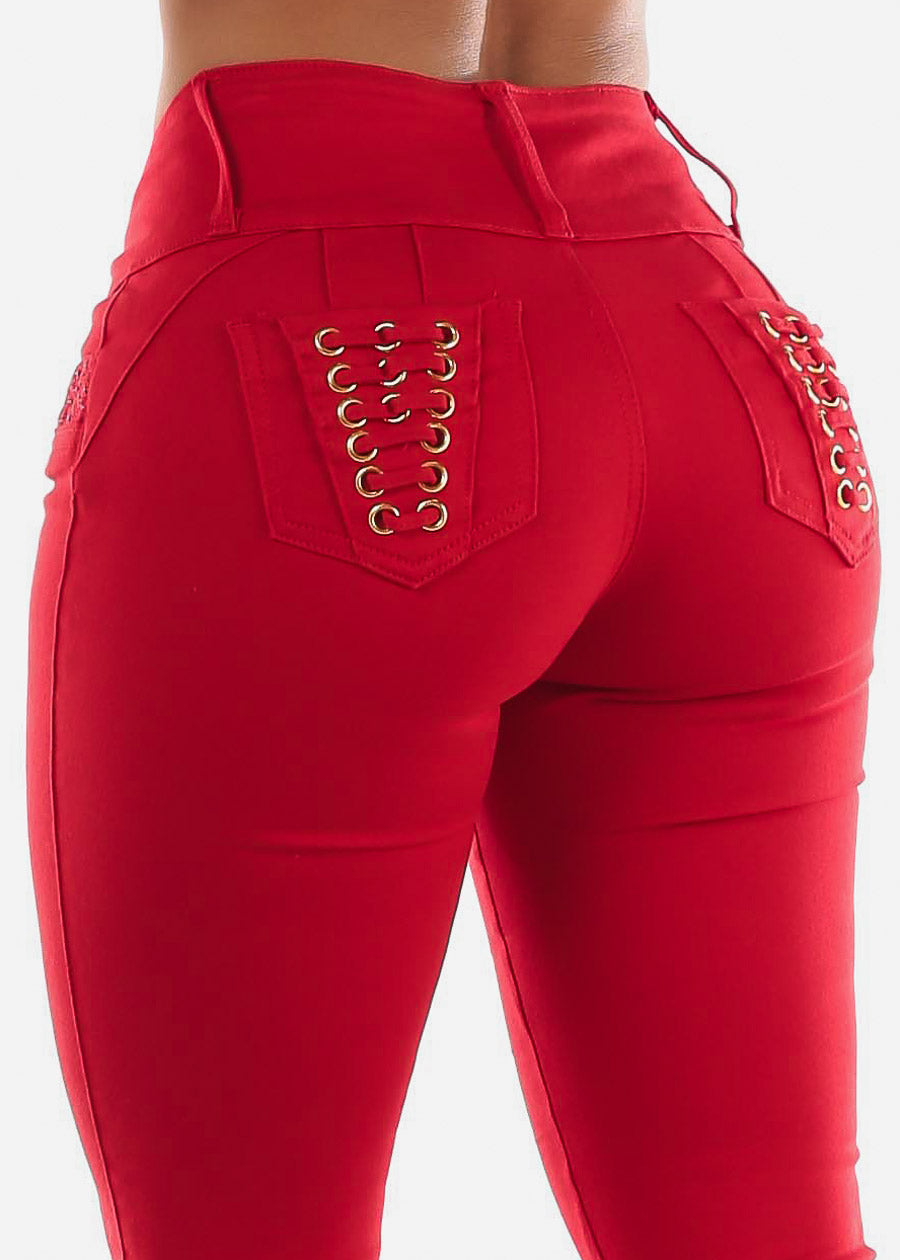 MX JEANS Butt Lifting Red Skinny Jeans