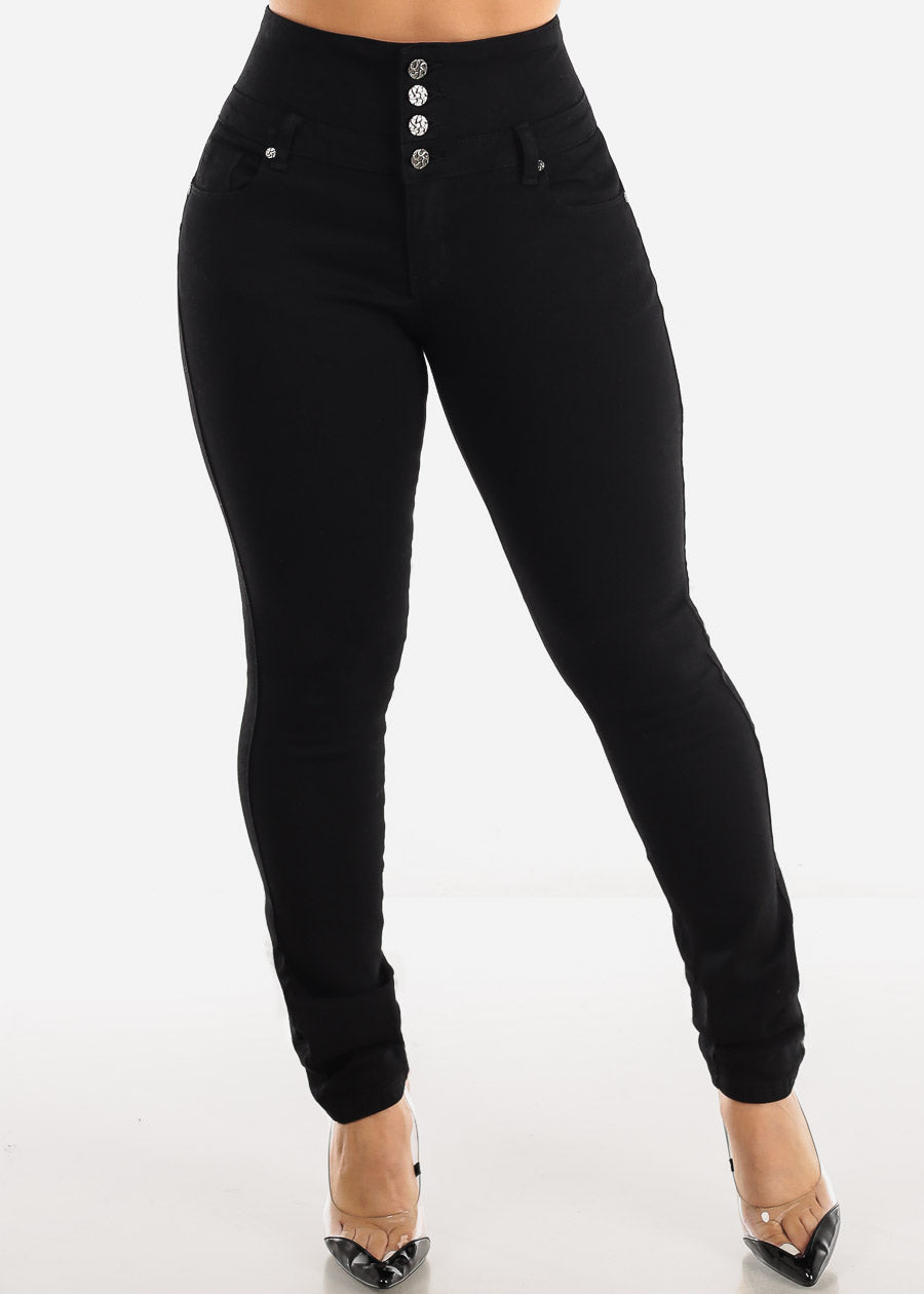 MX JEANS Super High Waisted Black Butt Lifting Skinny Jeans