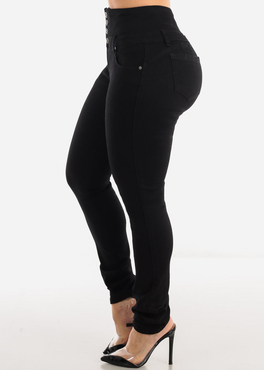 MX JEANS Super High Waisted Black Butt Lifting Skinny Jeans