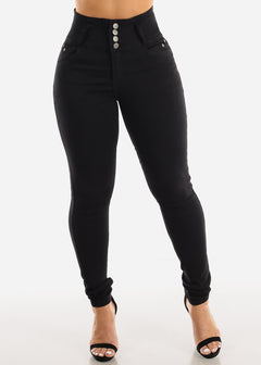 Ultra High Waisted Black Butt Lifting Skinny Jeans