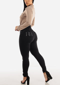 Ultra High Waisted Black Butt Lifting Skinny Jeans