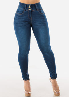  Super High Waist Levantacola Skinny Jeans Med Blue