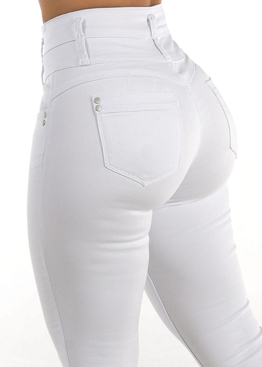 White Butt Lift Super High Waist Skinny Jeans