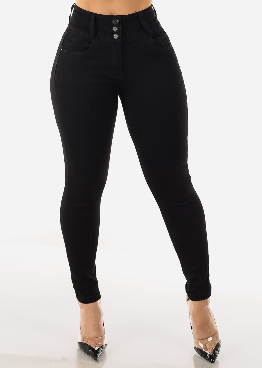 Black Super High Waist Butt Lifting Skinny Jeans