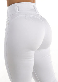 White High Waisted Butt Lifting Skinny Jeans