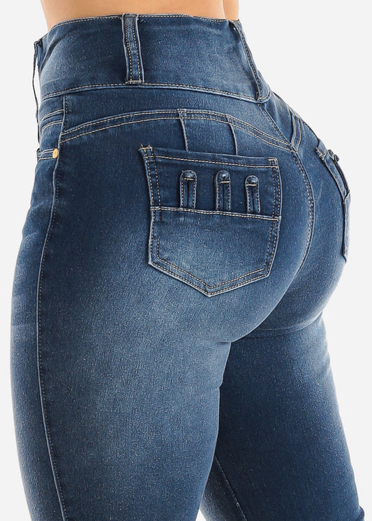 Ultra High Waisted Levantacola Skinny Jeans Med Blue