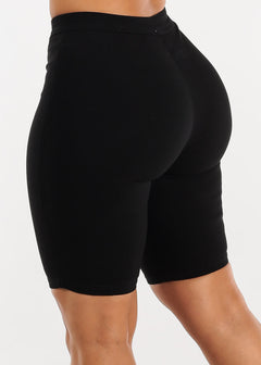 Black High Waist Hyper Stretch Bermuda Shorts