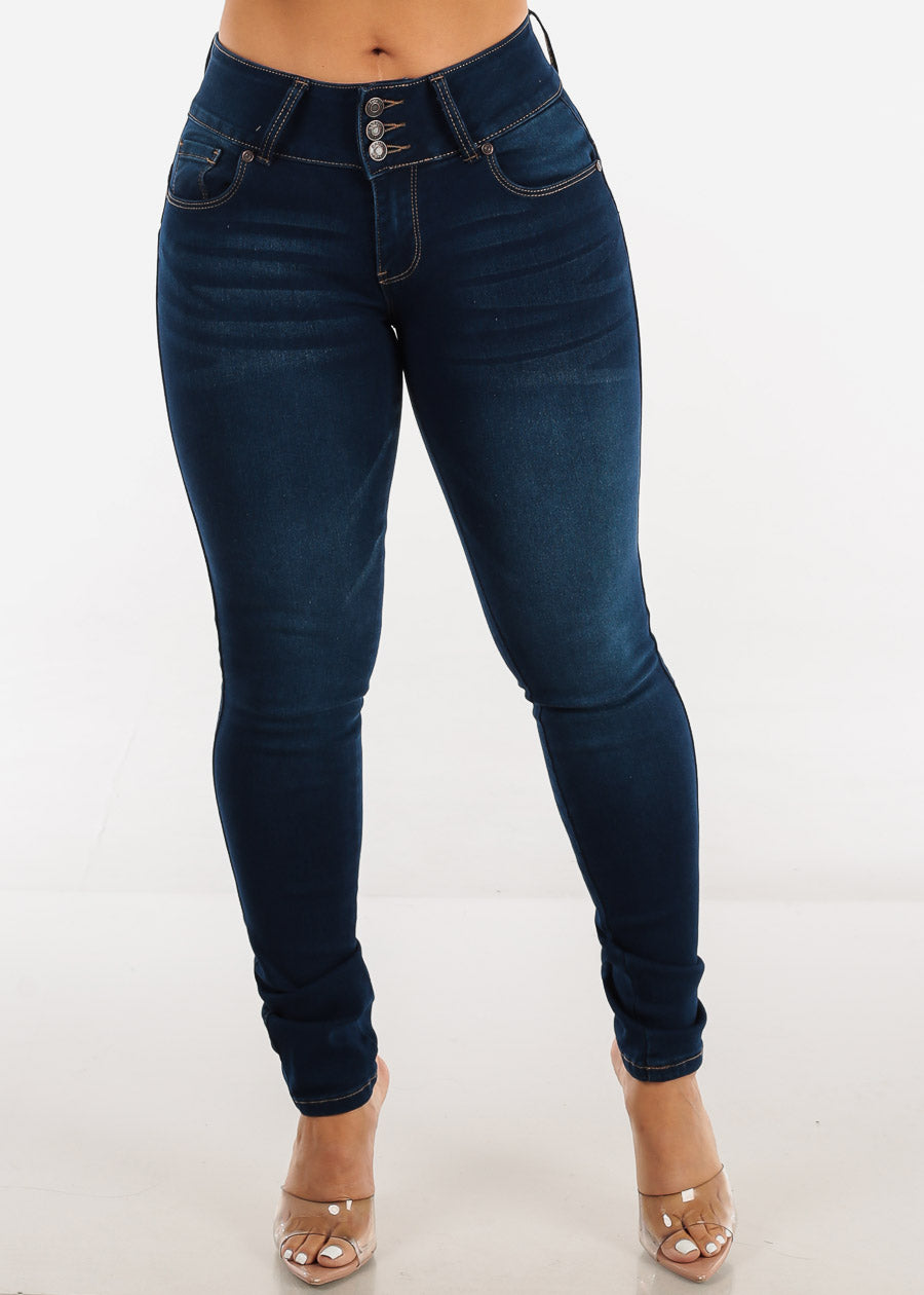 Mid Rise Levantacola Skinny Jeans Dark Blue