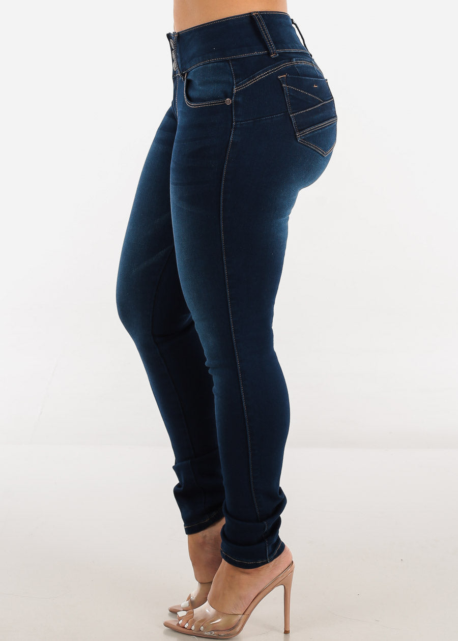 Mid Rise Levantacola Skinny Jeans Dark Blue